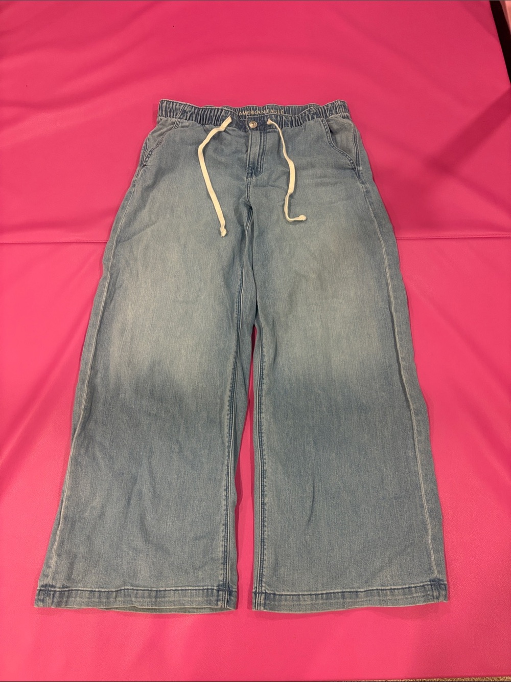 American eagle Light Blue Wide-Leg Drawstring women’s Jeans